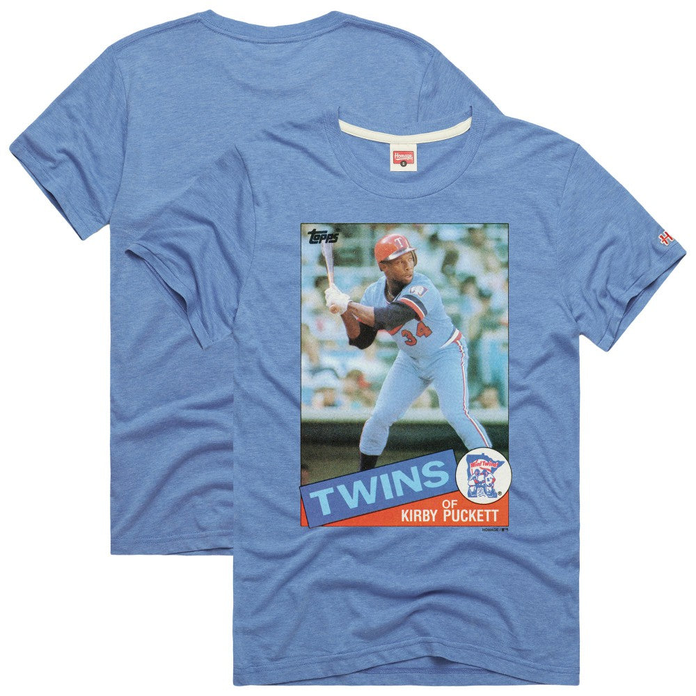 Kirby Puckett Minnesota Twins Homage 1985 Topps Baseball Card Player Tri-Blend T-Shirt - Light Blue