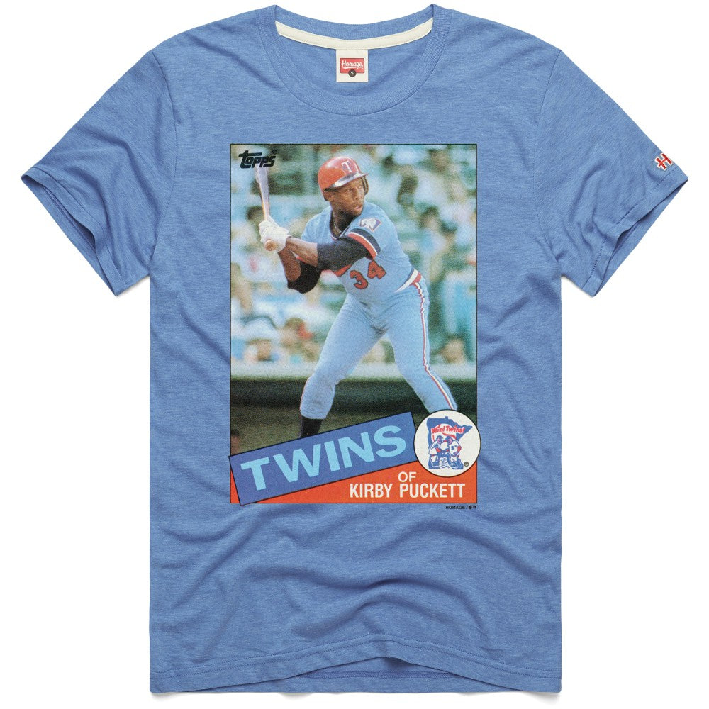 Kirby Puckett Minnesota Twins Homage 1985 Topps Baseball Card Player Tri-Blend T-Shirt - Light Blue