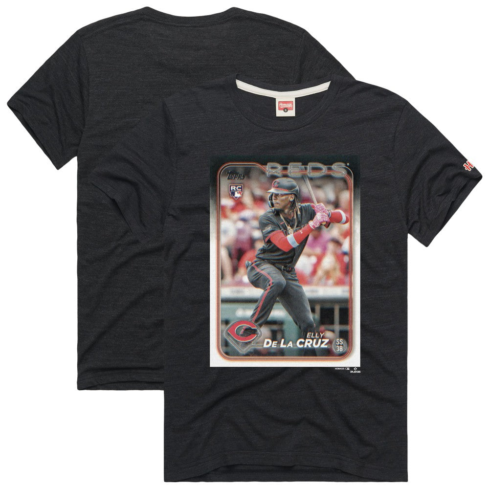 Elly De La Cruz Cincinnati Reds Homage 2024 Topps Baseball Card Player Tri-Blend T-Shirt - Charcoal