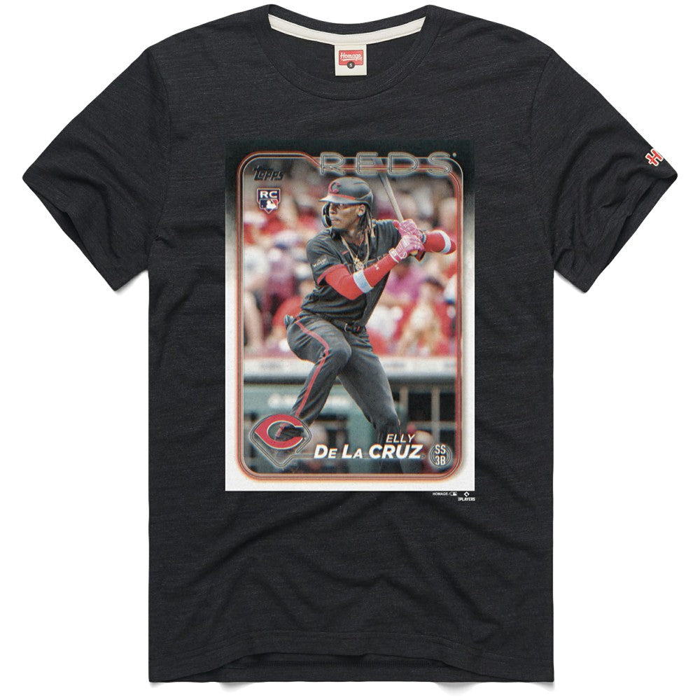 Elly De La Cruz Cincinnati Reds Homage 2024 Topps Baseball Card Player Tri-Blend T-Shirt - Charcoal
