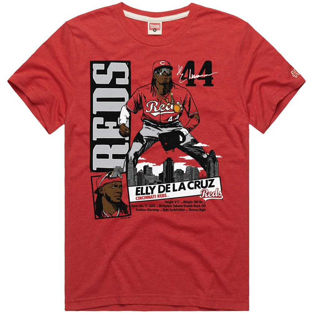 Elly De La Cruz Cincinnati Reds Homage Graphic Player Tri-Blend T-Shirt - Red