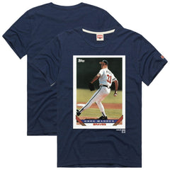 Greg Maddux Atlanta Braves Homage 1993 Topps Baseball Card Player T-Shirt - Navy