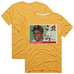 Roberto Clemente Pittsburgh Pirates Homage 1955 Topps Baseball Card Player Tri-Blend T-Shirt - Gold