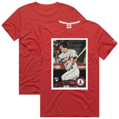 Mike Trout Los Angeles Angels Homage 2011 Topps Baseball Card Player T-Shirt - Red