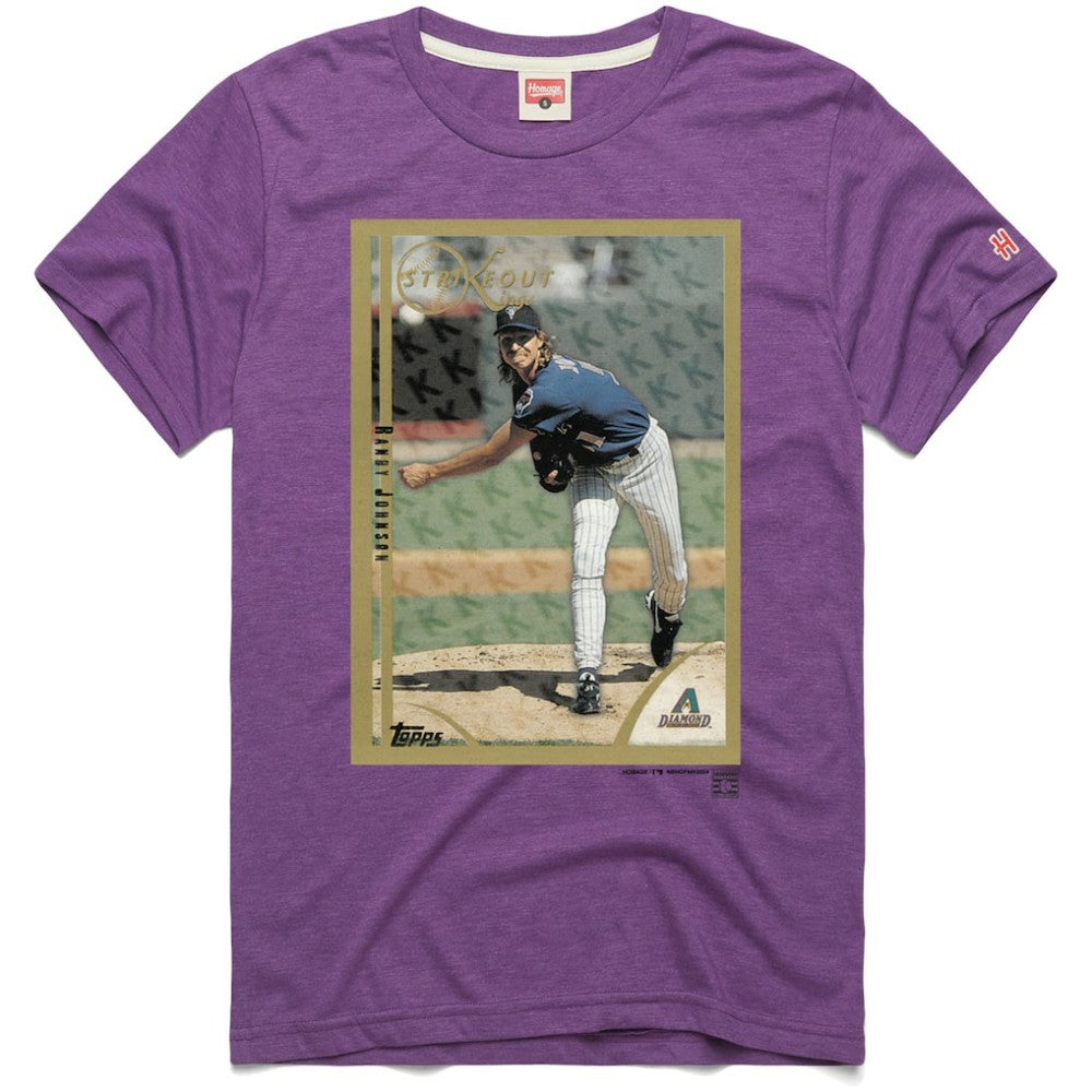 Randy Johnson Arizona Diamondbacks Homage 1999 Topps Baseball Card Player T-Shirt - Purple