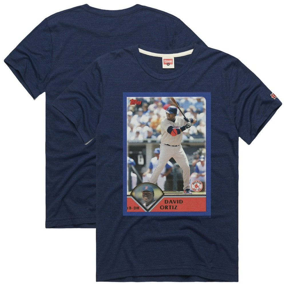 David Ortiz Boston Red Sox Homage 2003 Topps Baseball Card Player T-Shirt - Navy