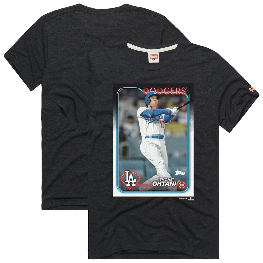 Shohei Ohtani Los Angeles Dodgers Homage 2024 Topps Baseball Card Player T-Shirt - Charcoal
