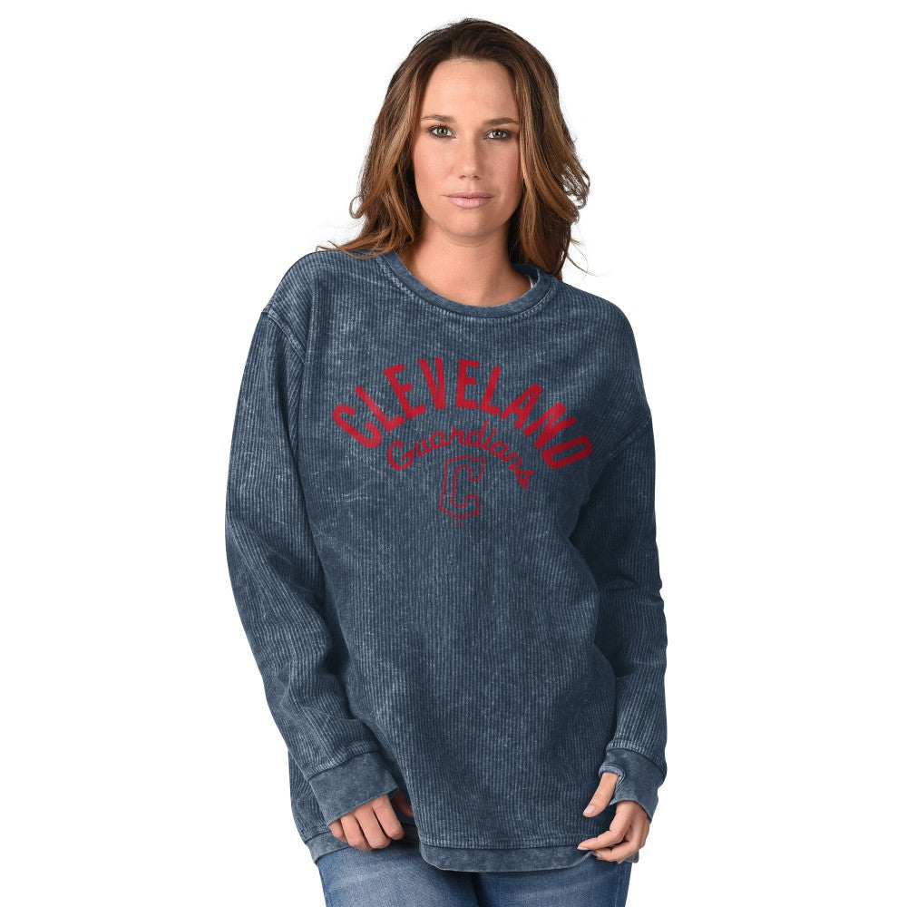 Cleveland Guardians G-III 4Her by Carl Banks Women's Comfy Cord Pullover Sweatshirt - Navy