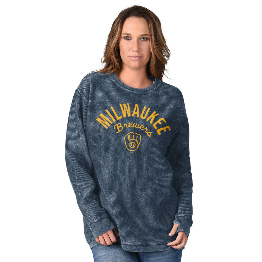Milwaukee Brewers G-III 4Her by Carl Banks Women's Comfy Cord Pullover Sweatshirt - Navy