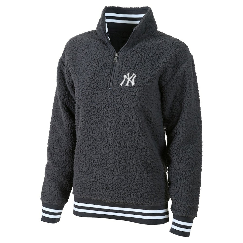 New York Yankees G-III 4Her by Carl Banks Women's Play Action Sherpa Fleece Quarter-Zip Jacket - Gray