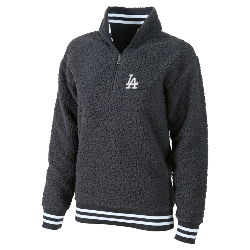 Los Angeles Dodgers G-III 4Her by Carl Banks Women's Play Action Sherpa Fleece Quarter-Zip Jacket - Gray