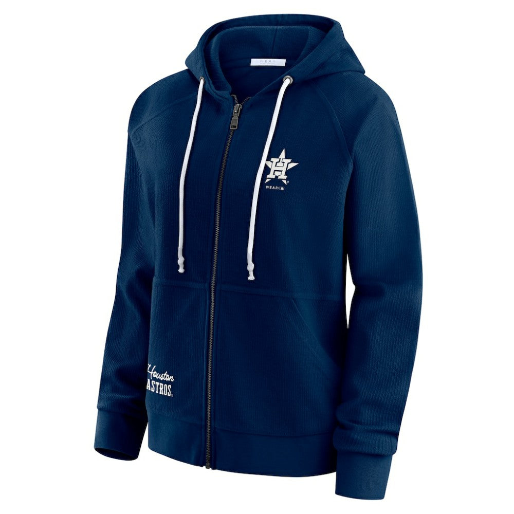 Houston Astros WEAR by Erin Andrews Women's Vintage Full-Zip Raglan Hoodie - Navy