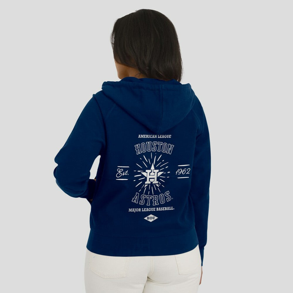 Houston Astros WEAR by Erin Andrews Women's Vintage Full-Zip Raglan Hoodie - Navy