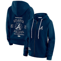 Atlanta Braves WEAR by Erin Andrews Women's Vintage Full-Zip Raglan Hoodie - Navy