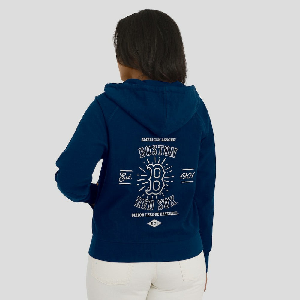 Boston Red Sox WEAR by Erin Andrews Women's Vintage Full-Zip Raglan Hoodie - Navy