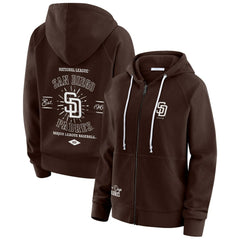 San Diego Padres WEAR by Erin Andrews Women's Vintage Full-Zip Raglan Hoodie - Brown