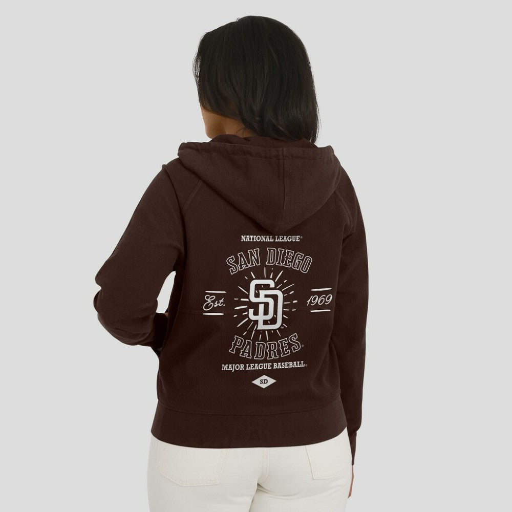 San Diego Padres WEAR by Erin Andrews Women's Vintage Full-Zip Raglan Hoodie - Brown
