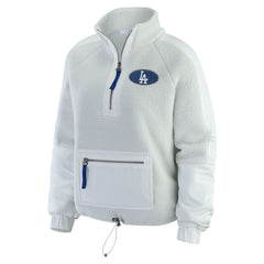 Los Angeles Dodgers WEAR by Erin Andrews Women's Polar Fleece Quarter-Zip Jacket - Gray
