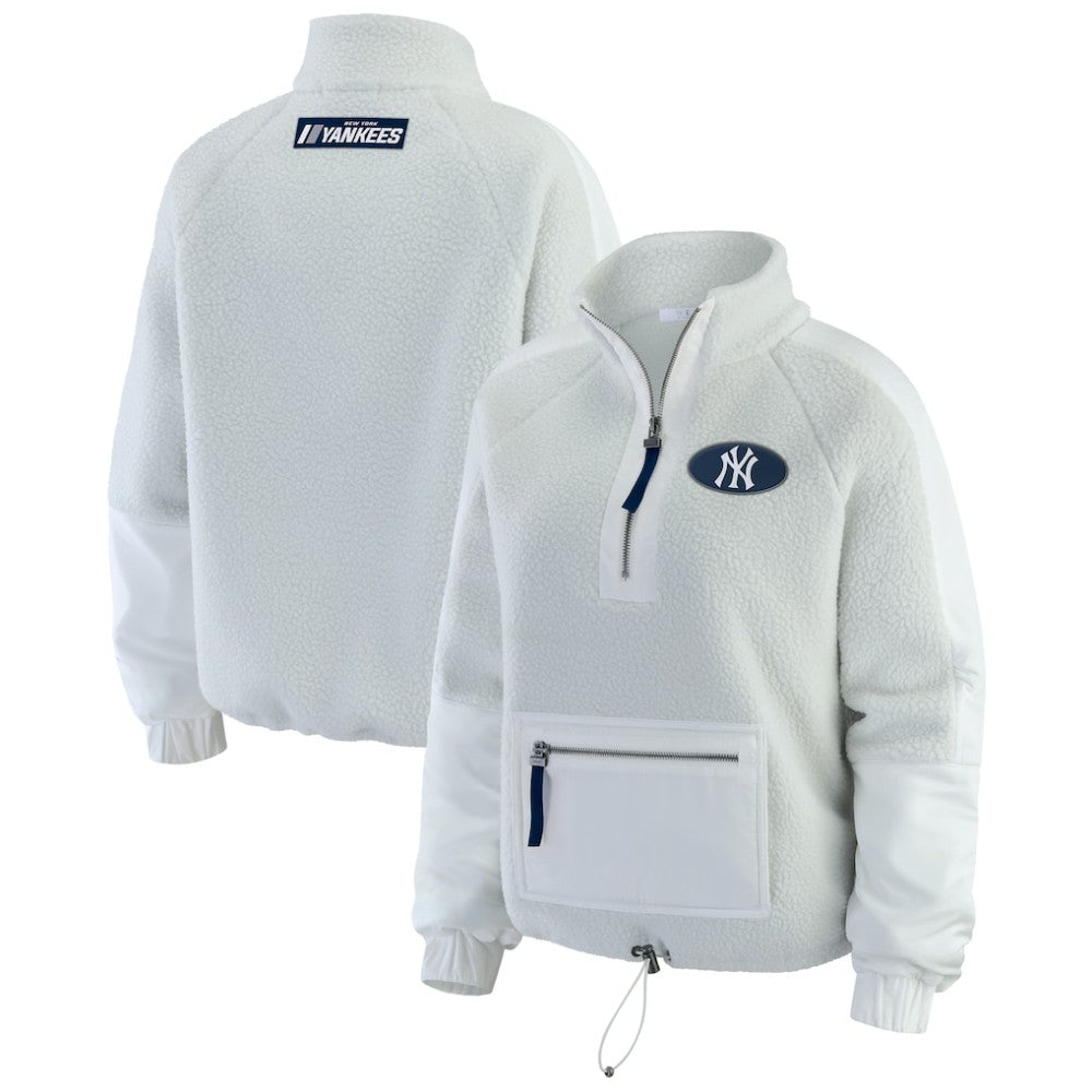 New York Yankees WEAR by Erin Andrews Women's Polar Fleece Quarter-Zip Jacket - Gray