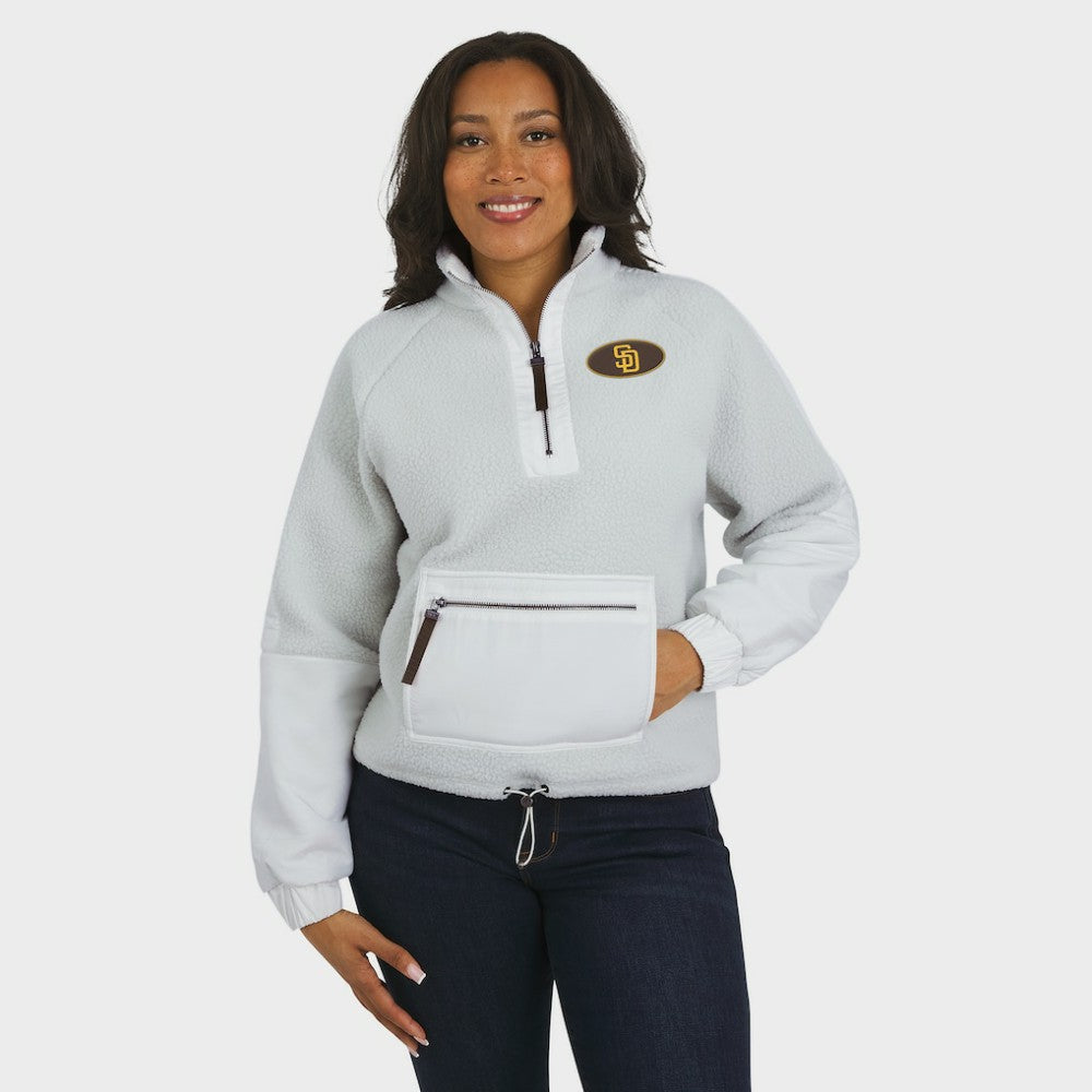 San Diego Padres WEAR by Erin Andrews Women's Polar Fleece Quarter-Zip Jacket - Gray