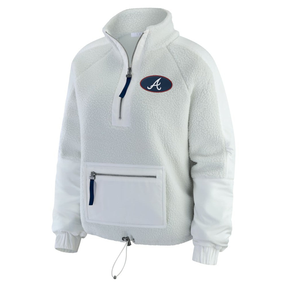 Atlanta Braves WEAR by Erin Andrews Women's Polar Fleece Quarter-Zip Jacket - Gray