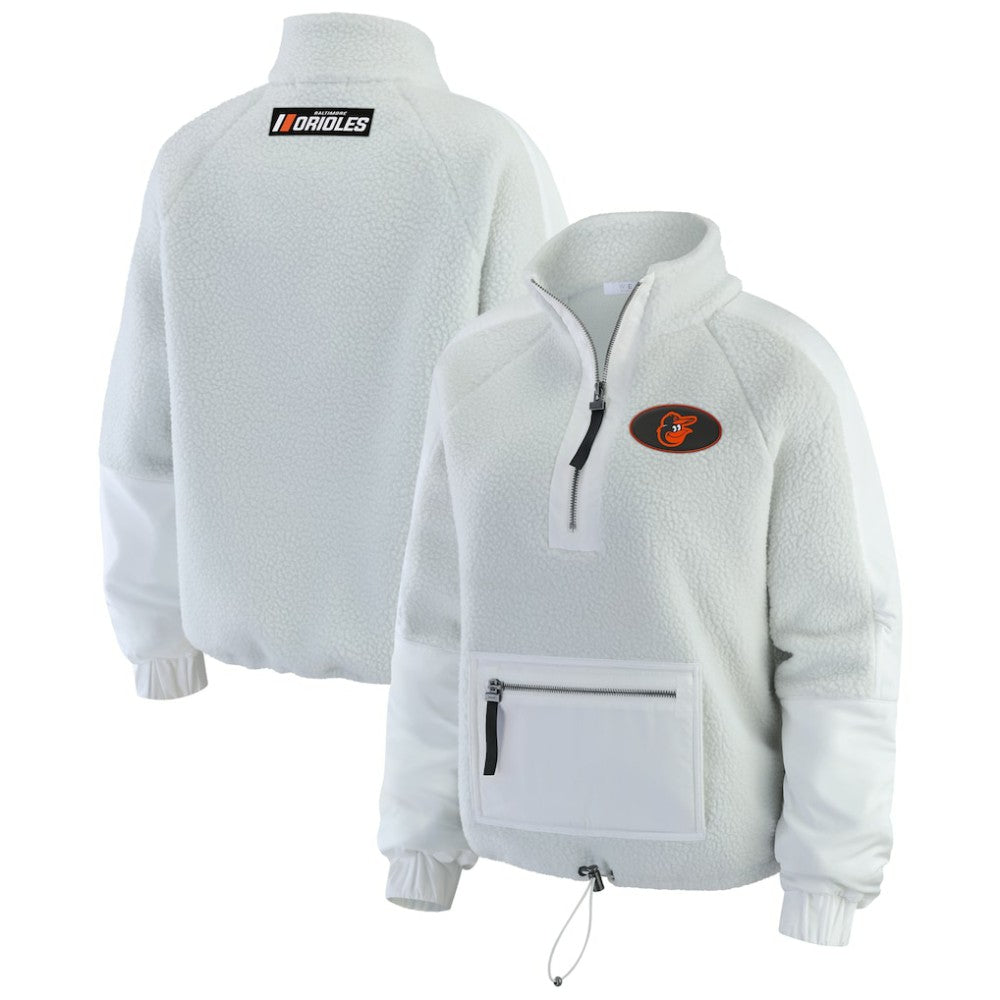 Baltimore Orioles WEAR by Erin Andrews Women's Polar Fleece Quarter-Zip Jacket - Gray