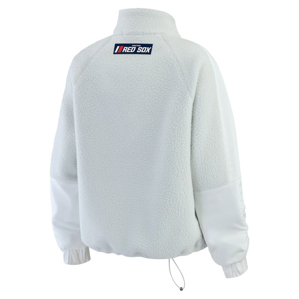 Boston Red Sox WEAR by Erin Andrews Women's Polar Fleece Quarter-Zip Jacket - Gray