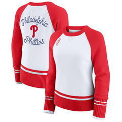 Philadelphia Phillies WEAR by Erin Andrews Women's Colorblock Raglan Sweater - White