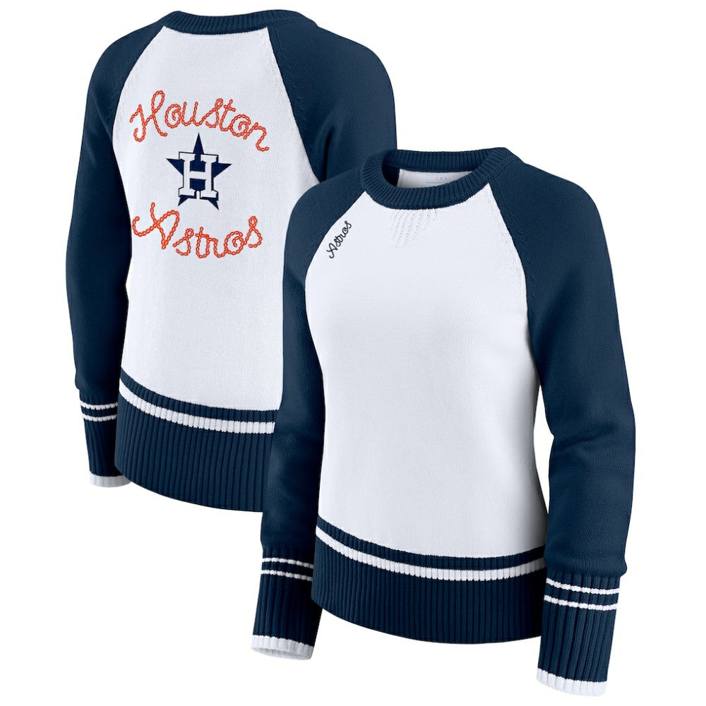 Houston Astros WEAR by Erin Andrews Women's Colorblock Raglan Sweater - White