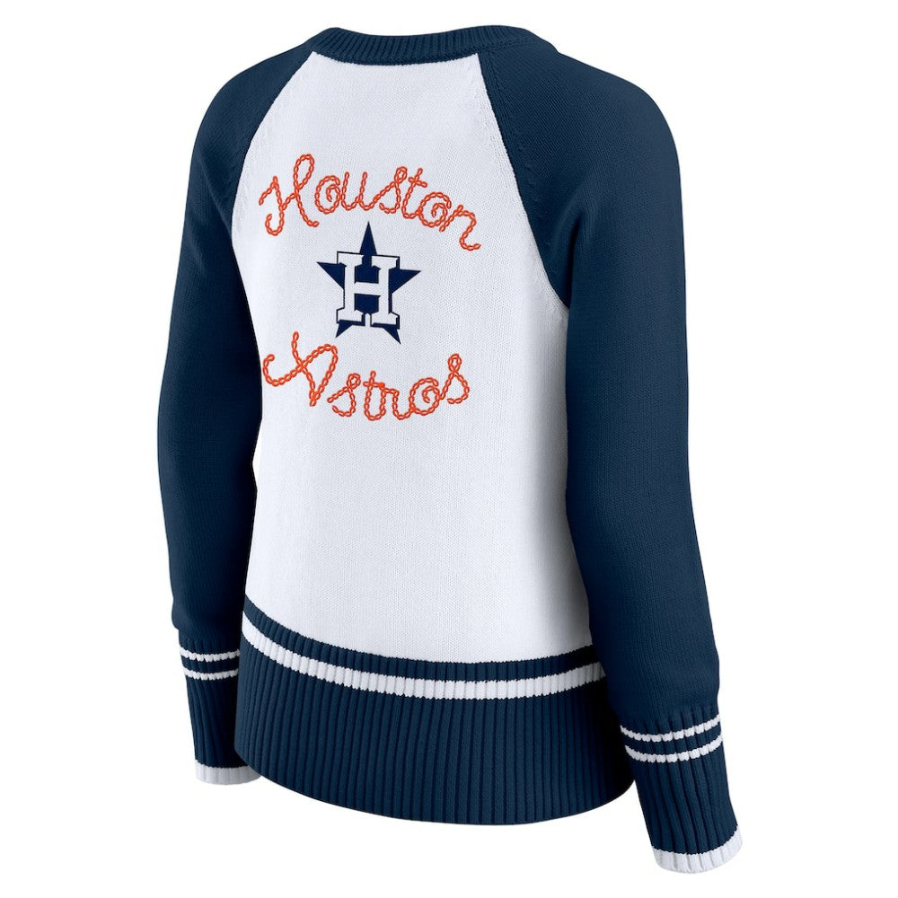 Houston Astros WEAR by Erin Andrews Women's Colorblock Raglan Sweater - White