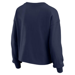 Houston Astros WEAR by Erin Andrews Women's Heavy Rugby Jersey Cropped Long Sleeve T-Shirt & Shorts Lounge Set - Navy