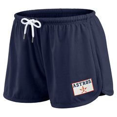 Houston Astros WEAR by Erin Andrews Women's Heavy Rugby Jersey Cropped Long Sleeve T-Shirt & Shorts Lounge Set - Navy