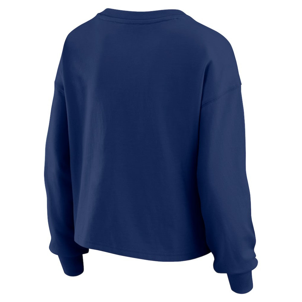 Atlanta Braves WEAR by Erin Andrews Women's Heavy Rugby Jersey Cropped Long Sleeve T-Shirt & Shorts Lounge Set - Navy