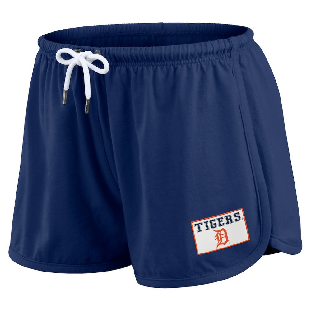 Detroit Tigers WEAR by Erin Andrews Women's Heavy Rugby Jersey Cropped Long Sleeve T-Shirt & Shorts Lounge Set - Navy