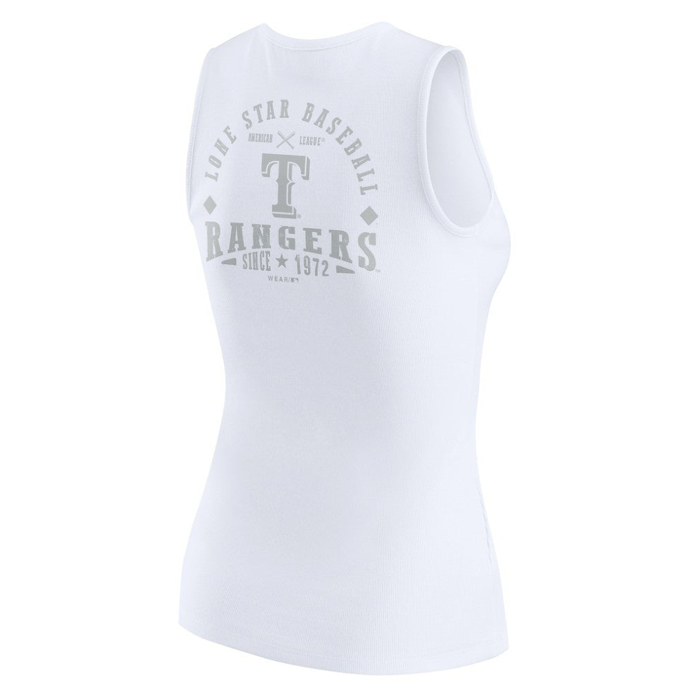 Texas Rangers WEAR by Erin Andrews Women's Rib-Knit Henley Tank Top - White