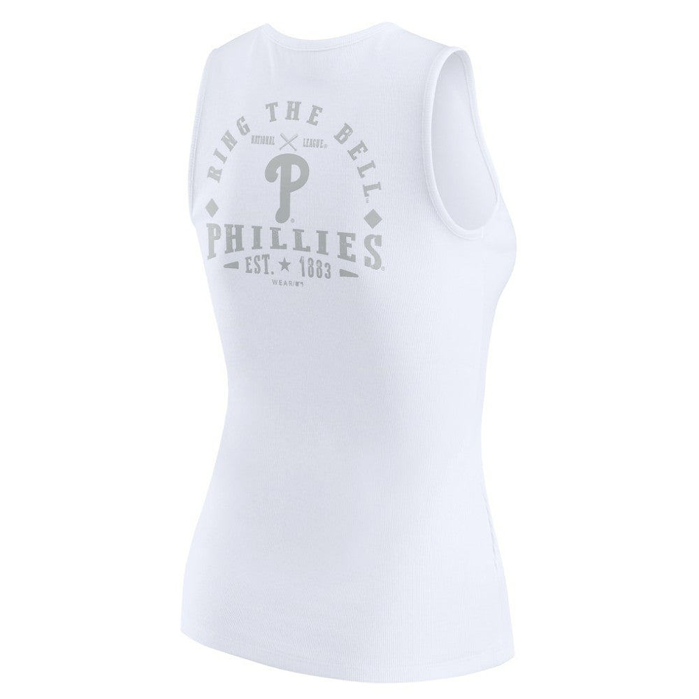 Philadelphia Phillies WEAR by Erin Andrews Women's Rib-Knit Henley Tank Top - White