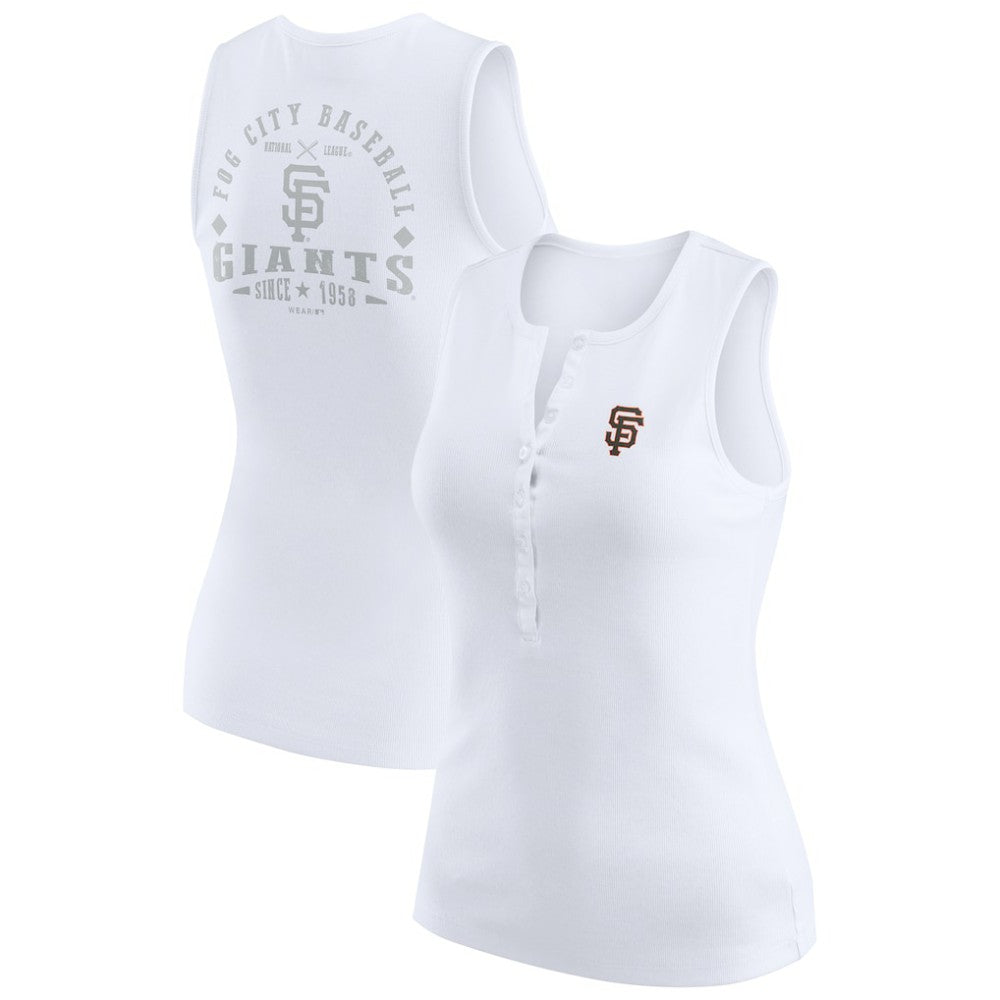 San Francisco Giants WEAR by Erin Andrews Women's Rib-Knit Henley Tank Top - White