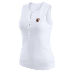 San Francisco Giants WEAR by Erin Andrews Women's Rib-Knit Henley Tank Top - White