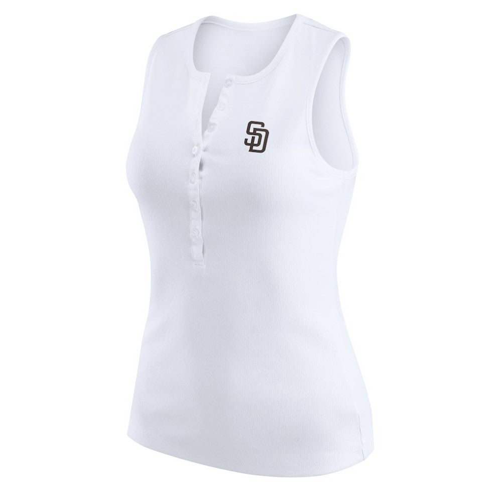 San Diego Padres WEAR by Erin Andrews Women's Rib-Knit Henley Tank Top - White