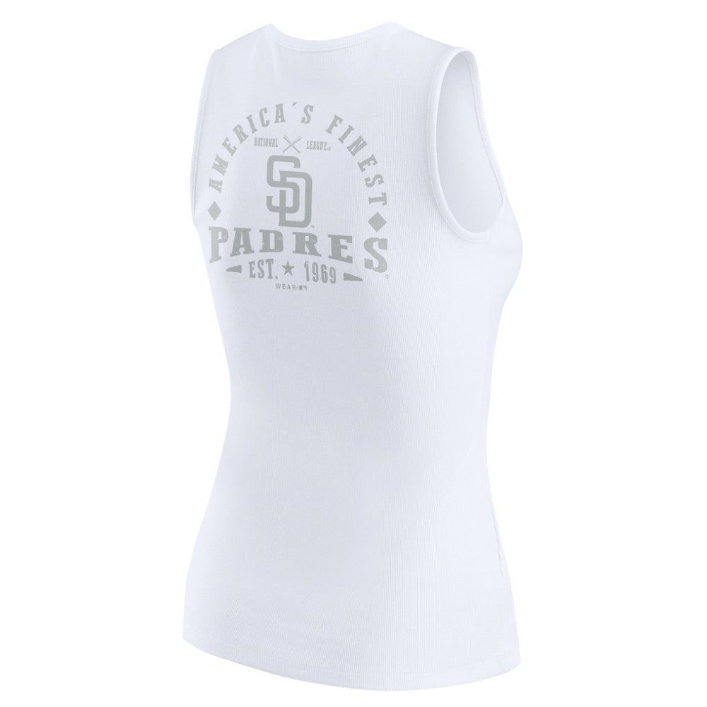 San Diego Padres WEAR by Erin Andrews Women's Rib-Knit Henley Tank Top - White