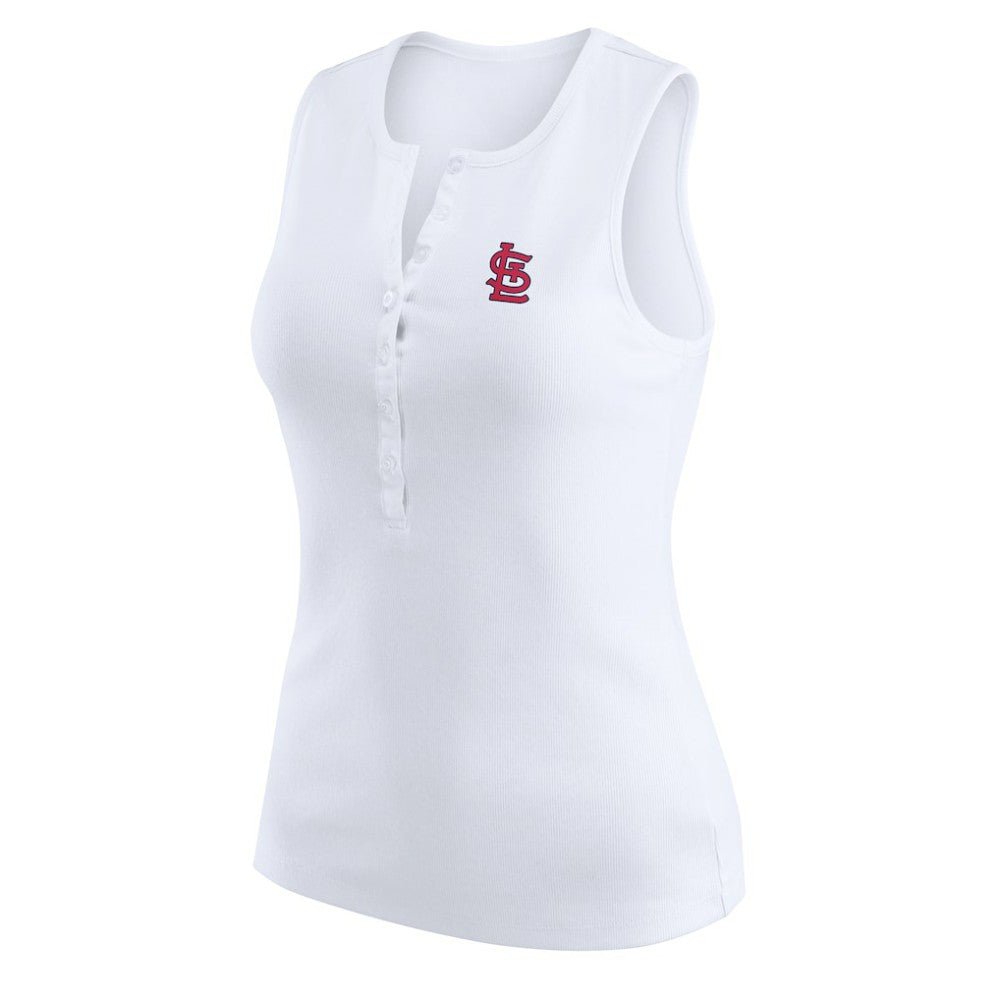 St. Louis Cardinals WEAR by Erin Andrews Women's Rib-Knit Henley Tank Top - White