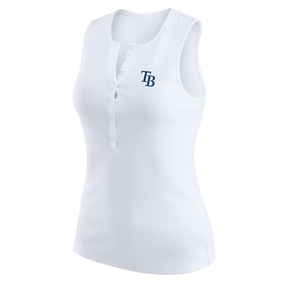 Tampa Bay Rays WEAR by Erin Andrews Women's Rib-Knit Henley Tank Top - White