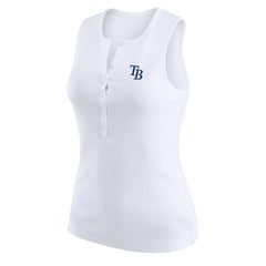 Tampa Bay Rays WEAR by Erin Andrews Women's Rib-Knit Henley Tank Top - White