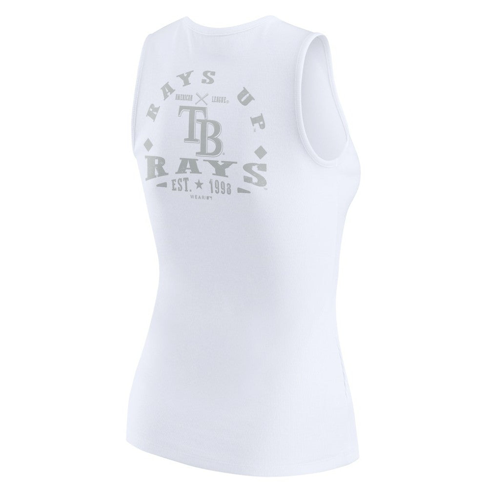Tampa Bay Rays WEAR by Erin Andrews Women's Rib-Knit Henley Tank Top - White