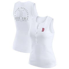Boston Red Sox WEAR by Erin Andrews Women's Rib-Knit Henley Tank Top - White