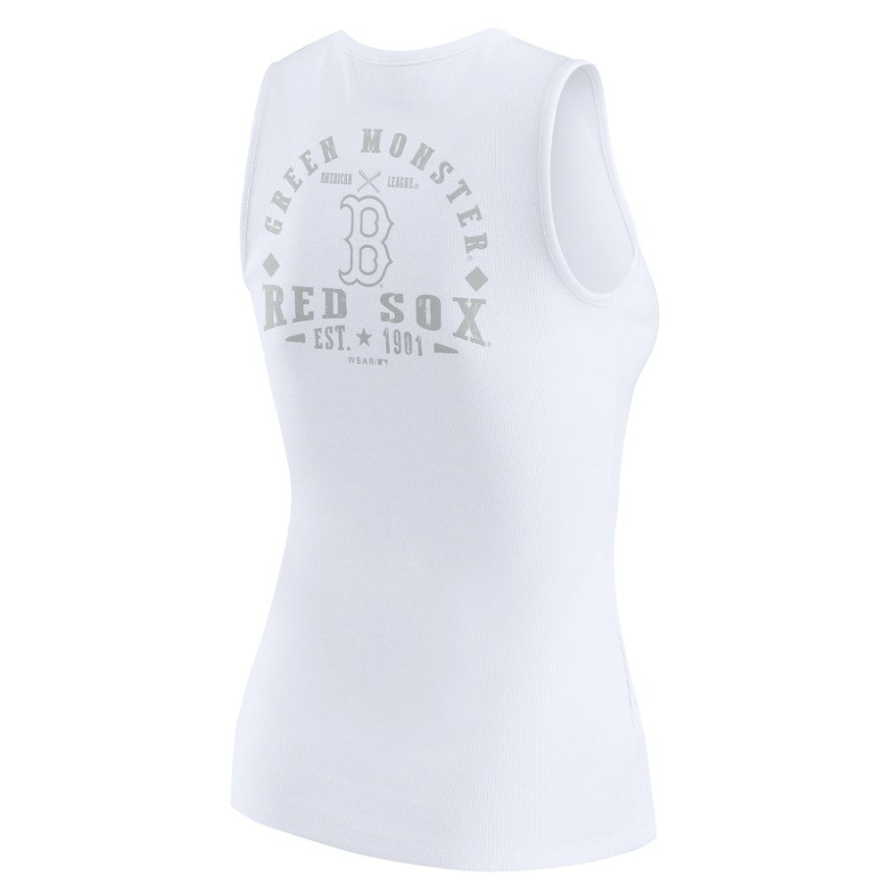 Boston Red Sox WEAR by Erin Andrews Women's Rib-Knit Henley Tank Top - White