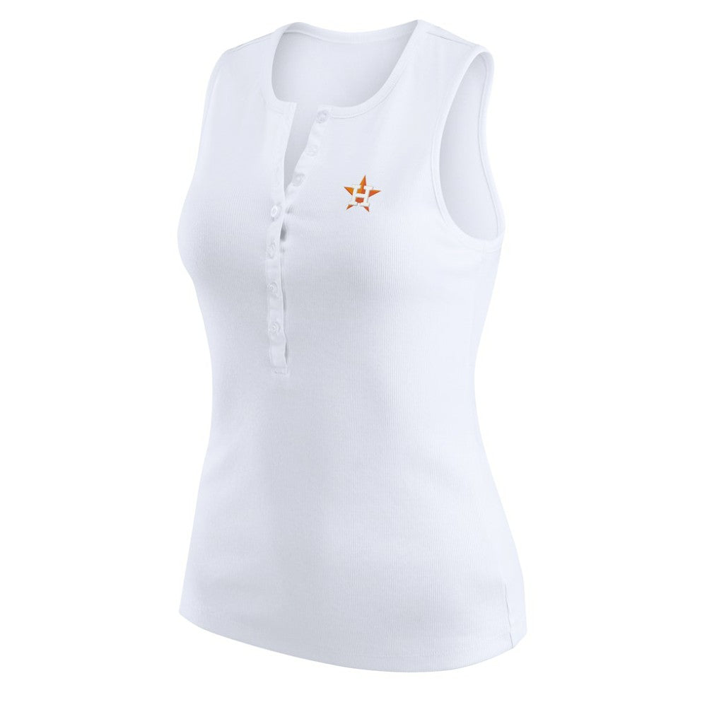 Houston Astros WEAR by Erin Andrews Women's Rib-Knit Henley Tank Top - White