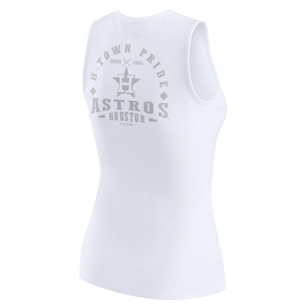 Houston Astros WEAR by Erin Andrews Women's Rib-Knit Henley Tank Top - White