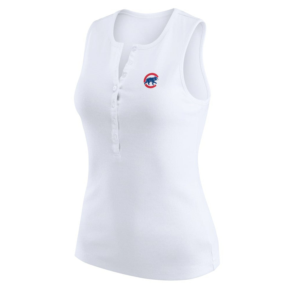 Chicago Cubs WEAR by Erin Andrews Women's Rib-Knit Henley Tank Top - White