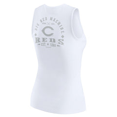 Cincinnati Reds WEAR by Erin Andrews Women's Rib-Knit Henley Tank Top - White
